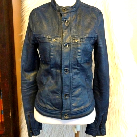 DIESEL + EDUN Faux Leather Denim Jacket - Picture 1 of 9